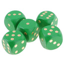 5 Pieces Six Sided Wooden Dice Wood Dices 5cm Set Playing Game Toy Green