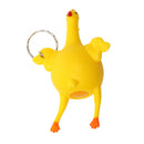 Soft Rubber Plucked Squeezing Laying Egg Chicken Key Chain Ring Tricky Toy