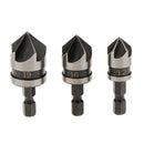 1/4 inch Hex 12, 16,19mm Countersink Power Drill Bit Bore Set for Wood Metal Set of 3