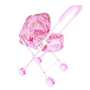 Mini Push Cart Dolls Trolley Furniture Room Item Baby Pushchair Kids Pretend Play Toy Accs - Strawberry Pattern