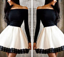 Women Lace Cotton Blend Party Cocktail Evening Party Long Sleeves Mini Dress Fashion Accessory L