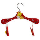 Kids Children Coat Clothes Skirt Shirt Hanging Wooden Cartoon Creative Hanger With 2 Clip Red