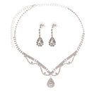 Bridal Wedding Necklace Rhinestone Crystal Earrings Wedding Jewelry Set