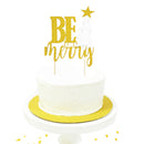 3 Sets Glitter Be Merry Christmas Tree Cake Toppers Xmas Party Decoration