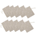 10 x Linen Jute Sack Jewelry Pouch Drawstring Gift Bags Favor White Flower