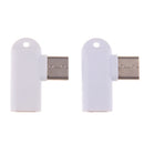 2x Micro USB to USB Type-C Adapter Right angle 90degree Data Sync Connector White