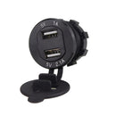 Car Motorcycle 5V 2.1A+1A Dual USB Power Chargers W/ Red LED Voltmeter Black