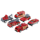 6 Pieces Kids Toy Model Alloy Diecast Car 1:64 Vehicle Model Set Collection Gift - Fire Trucks