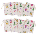 10x Linen Jute Sack Jewelry Pouch Drawstring Gift Bags Xmas Pattern Favour Christmas