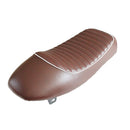 Universal Motorcycle Hump Vintage Retro Cafe Racer Brown Seat Cushion with White Piping