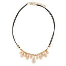 Women Elegant Luxury Lot Multisize Water Drop Crystal Gold Ball Charm Pendant PU Leather Collar Necklace for Party Wedding