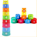 Set of Piles 9 Cups Stacking Up Rainbow Blocks Kids Toddlers Play Fun Toy