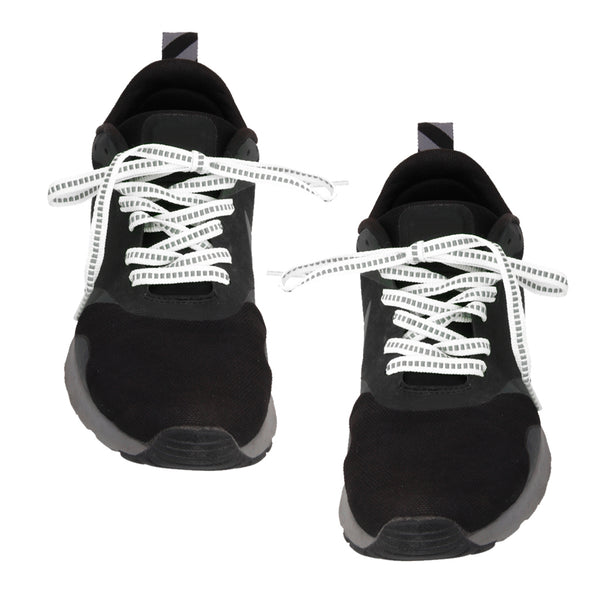 1.2m Flat Fluorescent Reflective Lace Sport Trainer Shoe Bootlace White+Grey