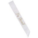 I Am Retired Satin Sash Gold Letters Retirement Celebration Party Fancy Dress up White