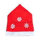 Christmas Santa Red Hat Snowflake Decal Chair Cover Dinner Table Decor Gift