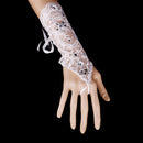 Elegant Lace Crystal Fingerless Long Bridal Glove Wedding Party Prom Costume