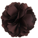 Women Girls Satin Peony Flower Hair Clip Brooch - Coffee