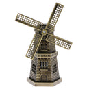Bronzer Metal Dutch Windmill Model Statue Figurine Craft for Cafe Bars Decor