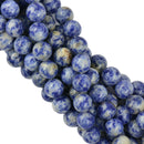 10mm Round Smooth Natural Blue Spot Jasper Gemstone Loose Beads 15"
