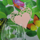 50 Laser Cut Heart Wine Glass Place Card Wedding Baby Shower Decor Pink
