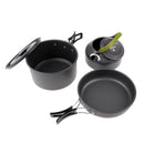 Outdoor Camping Cookware 800ml Water Kettle Frying Pan Stewing Pot with Lid