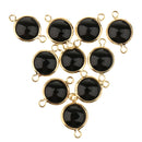 10 Pieces Black Gold Plated Copper Glass Stone 2 Loops Connectors Pendant Crafts