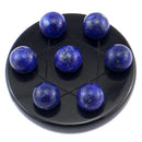 Natural Semi-Precious Stones Seven Crystal Array Obsidian Base Blue Bluish