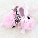 Toddler Infant Baby Girl Shoes Soft Soles Non-slip Pink Silk Ribbon Shoes for 0-6 Months
