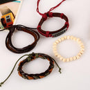 Simple Vintage Woven Braided Believe PU Leather Bracelet Bangle Adjustable