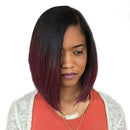 Black and Red Ombre Bob Wig Medium Straight Synthetic Daily Costume Full Wigs for Black Women