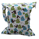 Baby Infants Wet Diaper Nappy Storage Waterproof Zippered Reusable Tote Style Bag Bird and House Print Charms Handbag