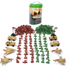 210-Piece Plastic World War II Army Playset - 3-5cm Army Soldiers & Accessories in Clear Storage Bag