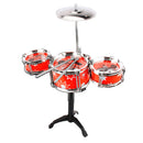 Mini Jazz Band Drum Kits Percussion Instruments Set Children Educational Musical Toy -3 Drums Red