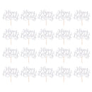 Pieces of 20 Glitter Happy Birthday Cupcake Topper Celebrative Party Cake Centerpieces Silver
