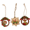 3 Pieces Wood Christmas Tree Decoration Xmas Hanging Snowman Deer Ornament Decoration
