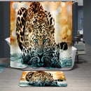 Home Bathroom Bedroom Door Window Use Extra Long Fabric Bath Shower Leopard Print Pattern Curtain With 12 Hooks