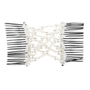 EZ Magic Butterfly Pearls Double Hair Comb Clip, Stretchy, White