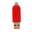 USB2.0 + Micro USB OTG Adapter TF Memory Card Reader for PC Smartphone Red