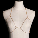 Fashion Women Crystal Gold Bikini Bra Body Chain Harness Necklace body Jewelry Gift
