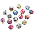 24 Pieces 15mm Multiple Color Fabric Covered Beads Charms Round Ball Pendant for DIY Earring Necklace Making Jewelry Findings