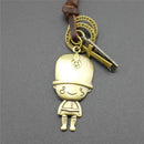 Cute Army Soldier Cross Pendant with Brown PU Leather Necklace Jewelry