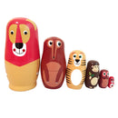 Set of 6pcs Painted Wooden Animals Nesting Dolls Matryoshka Russian Doll Kids Gift