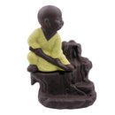 Little Monk Smoke Backflow Cone Censer Holder Incense Burner for Bedroom Study Room Decor Supplies 8.5*12.5cm Beige