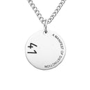 Stainless Steel Round Pendant Distinction Unique Lettering Necklace Jewelry