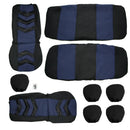 9 Pieces Universal Car Seat Backrest Headrest Cover Protector Black Blue
