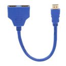1080P HDMI Port Male to 2Female 1In 2 Out Splitter Cable Adapter for TV Blue