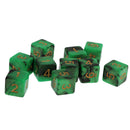 Pack of 10 Dual Colored Six Sided D6 Dice for D&D TRPG Game Green & Black