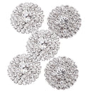 5 Pieces Rhinestone Shank Buttons for Decoration Embellishment Silver 21mm