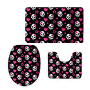 Set of 3PCS Home Bathroom Toilet Table Kitchen Use Skull Pattern Design Toilet Covers Non-slip Bathmat Carpet Rug