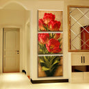 3 Panels Canvas Wall Artwork Paintings Red Tulip Print Picture Set 40*60cm